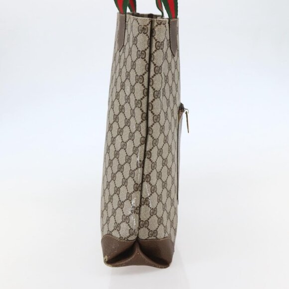 GUCCI GG Supreme Web Sherry Line Shoulder Bag PVC Beige Gold Auth ti3426 - Picture 4 of 16